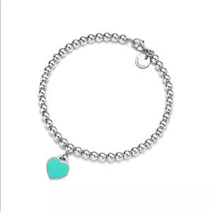 Tiffany blue heart tag bead bracelet